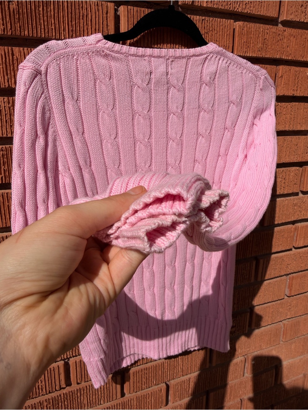 UPDATED PICS: Ralph Lauren Light Pink Cable-Knit Crewneck Sweater with Polo Logo - Picture 15 of 15